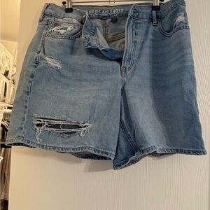 American Eagle Outfitters Sky Blue High Rise Strigid Jean Shorts suze12